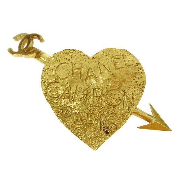 Chanel Heart and Arrow Brooch Gold 93P 52870 - Picture 1 of 4
